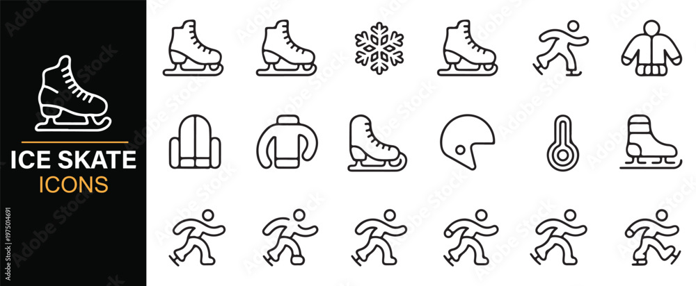 Fototapeta premium Ice skating activity and snow icons vector set