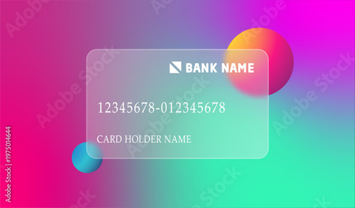 Canvas Print Vibrant glass morphism bank card design modern ui element with translucent effec