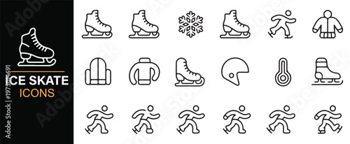 Ice skating activity and snow icons vector set