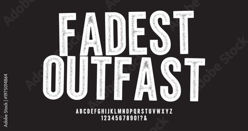 Distressed rough alphabet. Punk style typography.