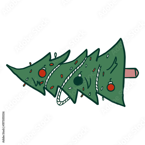 Knocked down Christmas tree