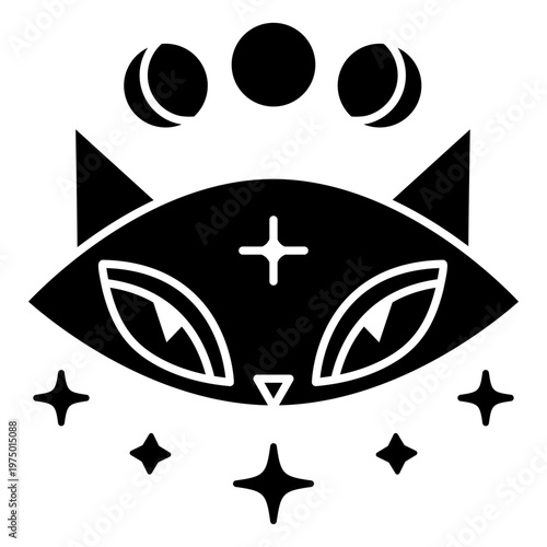 Black cat surrounded by sparkles