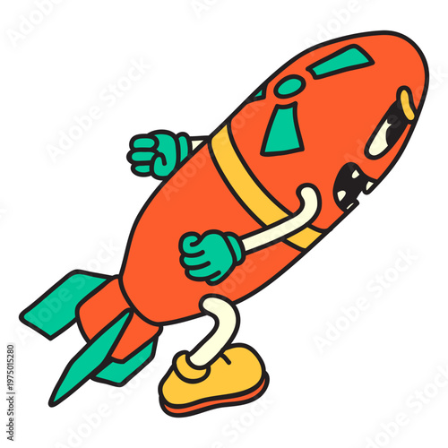 Fierce rocket retro cartoon