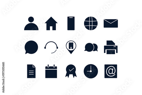 Flat Vector Communication and Business Interface Icons