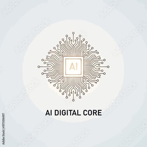 AI digital core concept with circuit board.