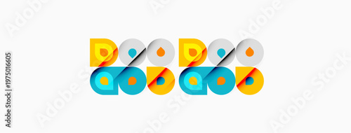 Colorful circles, squares form repeating pattern. Design appears playful, modern, minimalist. Bright hues contrast white background.