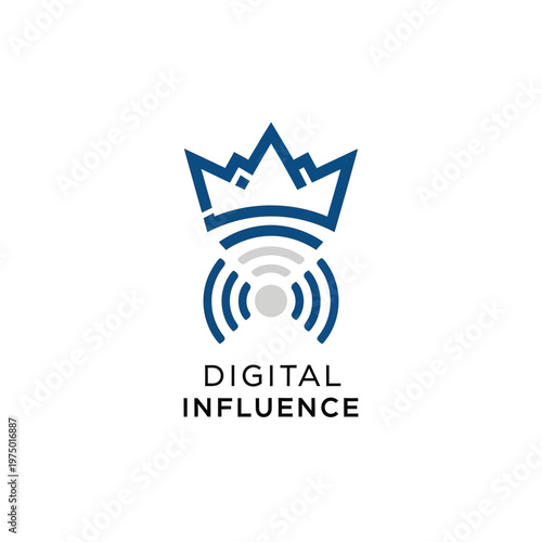 Digital influence logo with crown and signal waves.