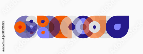 Abstract colorful circles overlap creating playful pattern. Simple design, modern aesthetic, vibrant hues dominate composition.