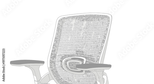 Minimalist Illustration of Ergonomic Office Chair Mesh Backrest