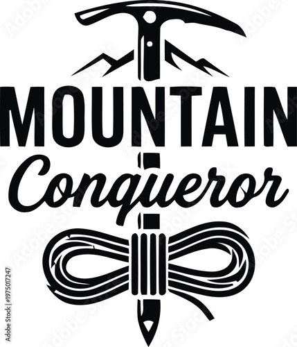 Mountain Conqueror Logo Design with Skis and Ski Poles