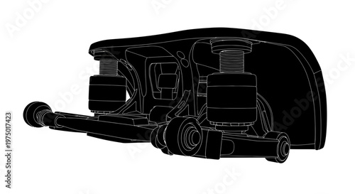 Industrial Truck Air Suspension Silhouette Line Art Illustration