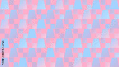 Pastel Pink and Blue Abstract Geometric Trapezoid Pattern