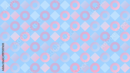 Pastel Geometric Pattern with Pink Circles and Blue Diamonds
