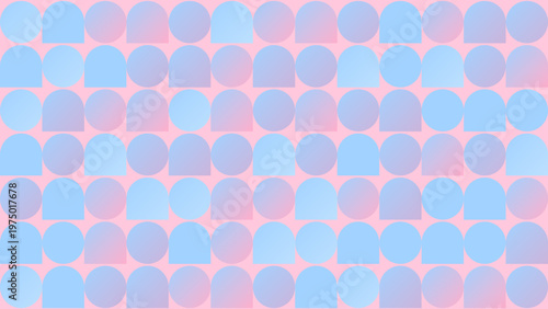 Modern Geometric Pattern with Pink and Blue Arches and Circles