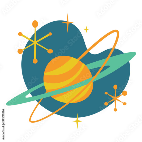 Beautiful ringed planet in outer space