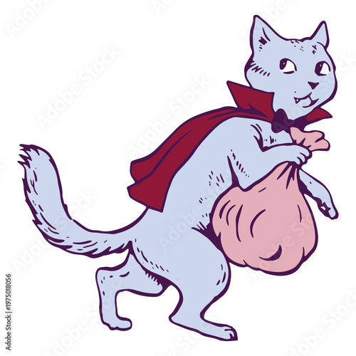 Thief cat with a red cape