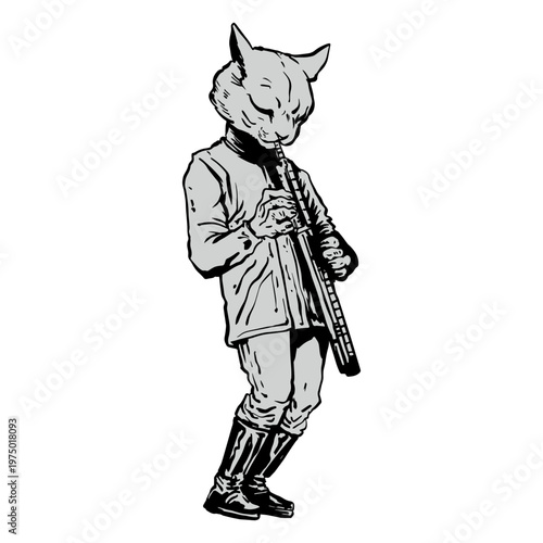 Cat with music instrument