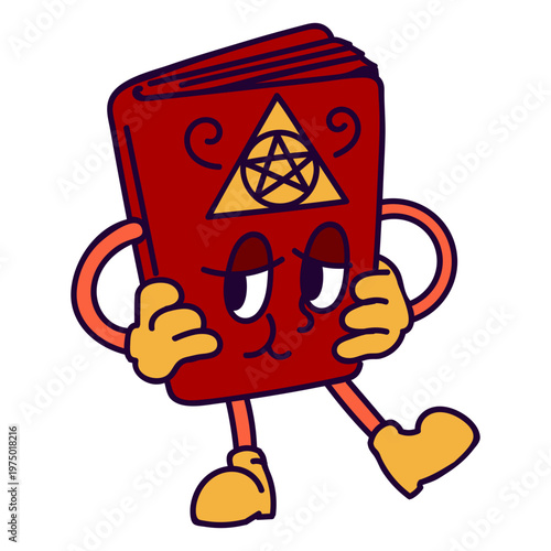 Spellbook in retro cartoon style