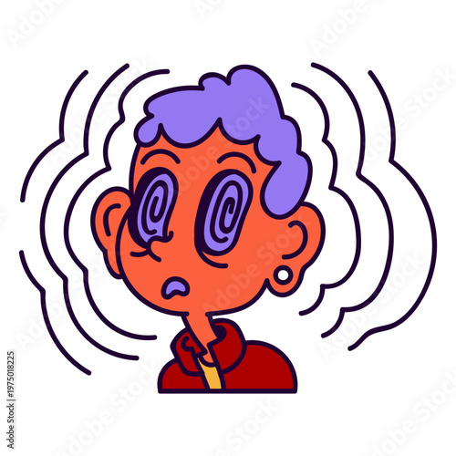 Hypnotized man in retro cartoon style