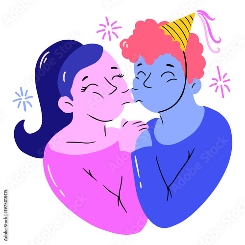 Couple celebrating New Year's Eve