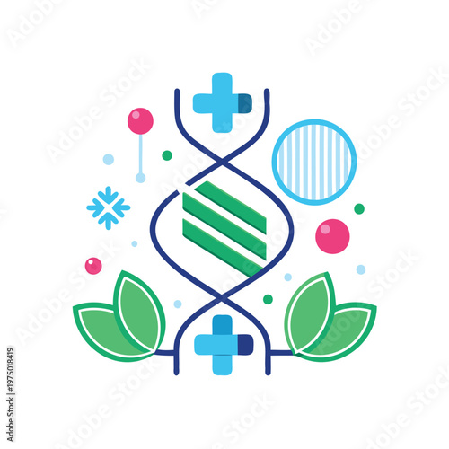 Genetic science illustration with a medical and botanical twist