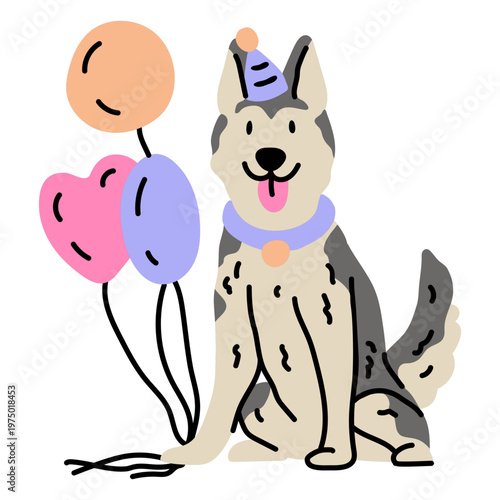 Cute doggy's birthday festivities