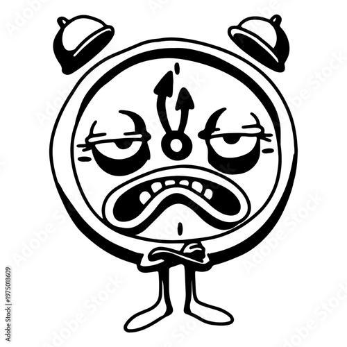 Angry clock cartoon waiting New Year