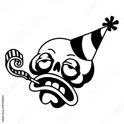 Tired character celebrating New Year