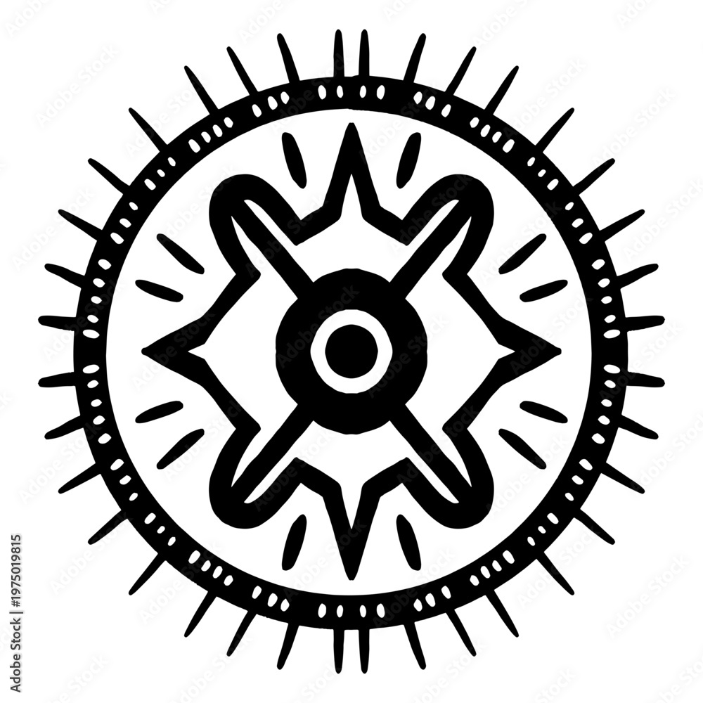 Obraz premium Aesthetic black and white symmetric mandala pattern