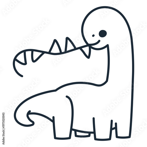 Outline of birthday dinosaur holding plastic pennants in its mouth