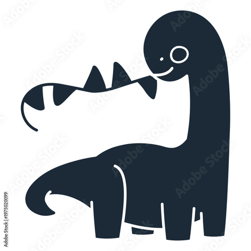 Cut-out silhouette of birthday dinosaur holding plastic pennants in its mouth