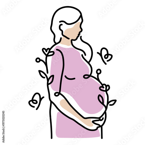 Pregnant woman is standing