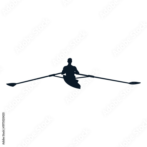 Silhouette of a person in a rowing boat front view