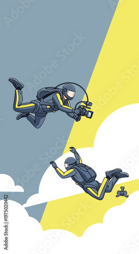 Extreme Sports Thrill Seekers Capturing Aerial Adventure Footage