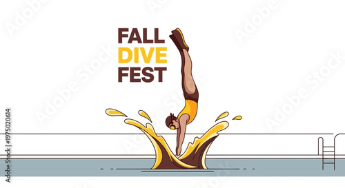 Fall Dive Fest Celebration Aquatic Athleticism Vivid Illustration