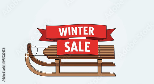 Festive Winter Sale Promotion With Sledge Illustration