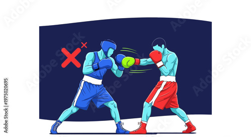 Fierce Boxing Match Between Two Competitors In A Dramatic Showdown