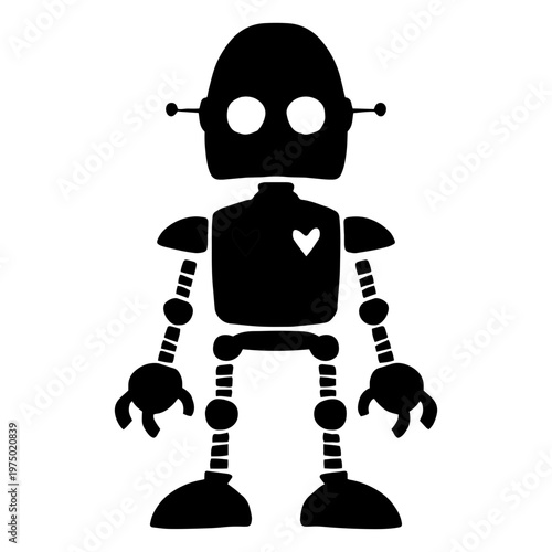 Cute robot illustration with heart motifs