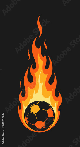 Fiery Football Passion Intense Game Sport Element Graphic Art