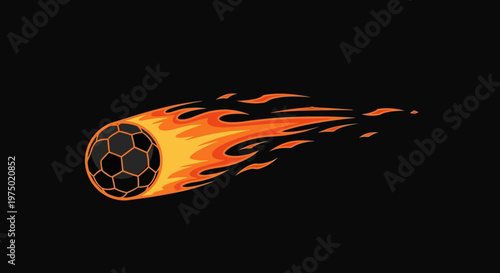 Fiery Football Comet Streaking Through Darkness Dynamic Sports Illustration