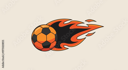 Fiery Football Emblem Speeding Through Dynamic Flames A Captivating Sports Design