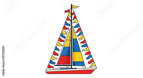 Festive Nautical Vessel With Vibrant Triangular Sails