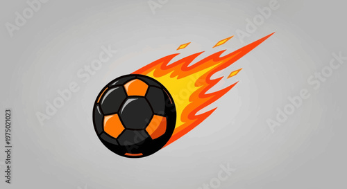 Fiery Soccer Ball Comet Trajectory Dynamic Motion Speed
