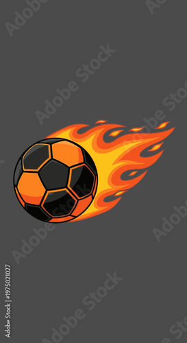 Fiery Soccer Ball Exploding Through The Air With Intense Flames