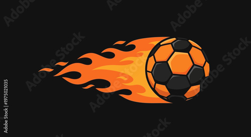 Fiery Soccer Ball Exploding With Intense Speed And Power