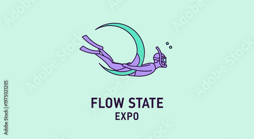 Flow State Expo Diving Abstract Symbol Underwater Exploration Adventure