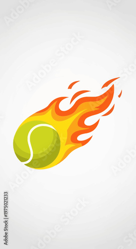 Fiery Tennis Ball Accelerating Through Air Dynamic Action Sport Concept