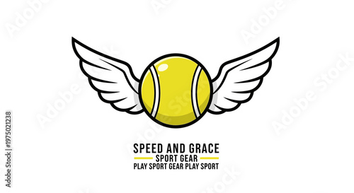 Flying Tennis Ball Emblem With Wings Speed And Grace Sport Gear