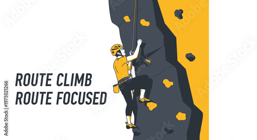 Focused Athlete Ascending Climbing Wall Route Focused Effort In Ascending