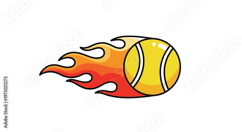 Fiery Tennis Ball Blast Exploding With Energy For Sports Graphics